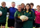 Tasmanian Junior Rugby co-ordinator Jane Wilkinson with players at the recent Junior Rugby Carnival in Cornelian Bay.